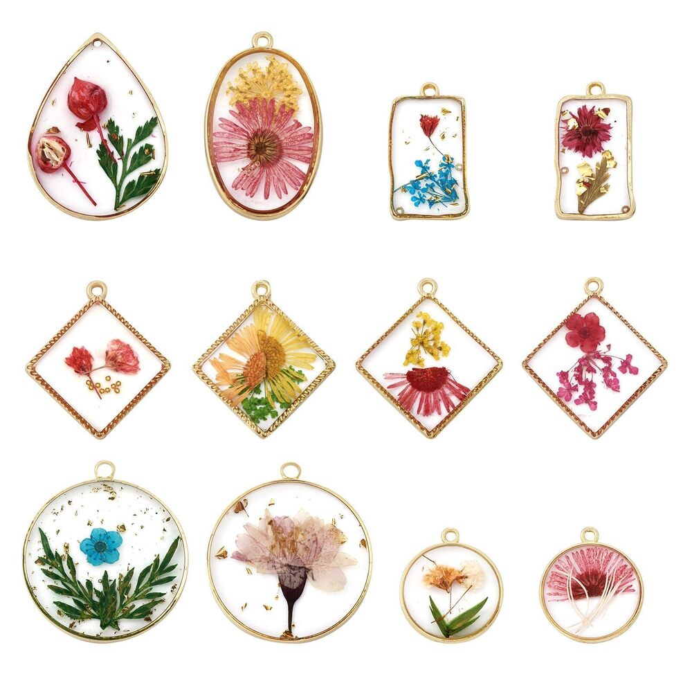 9388 11 Pcs Pressed Flower Charms Natural Dried Pressed Flower Pendant